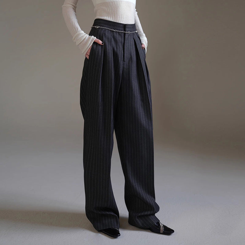 All-matching Striped Suit Pants For Women Autumn And Winter