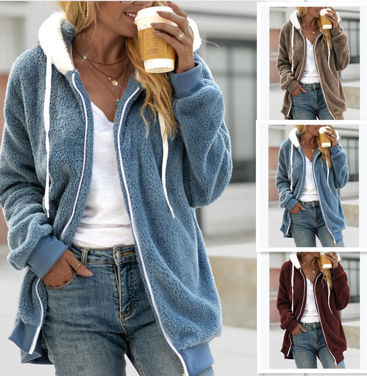 Women's Loose Plush Zipper