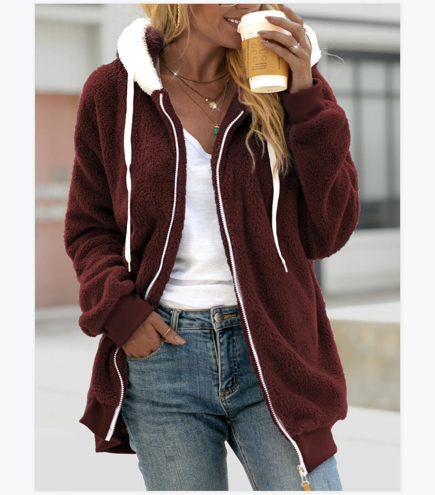 Women's Loose Plush Zipper