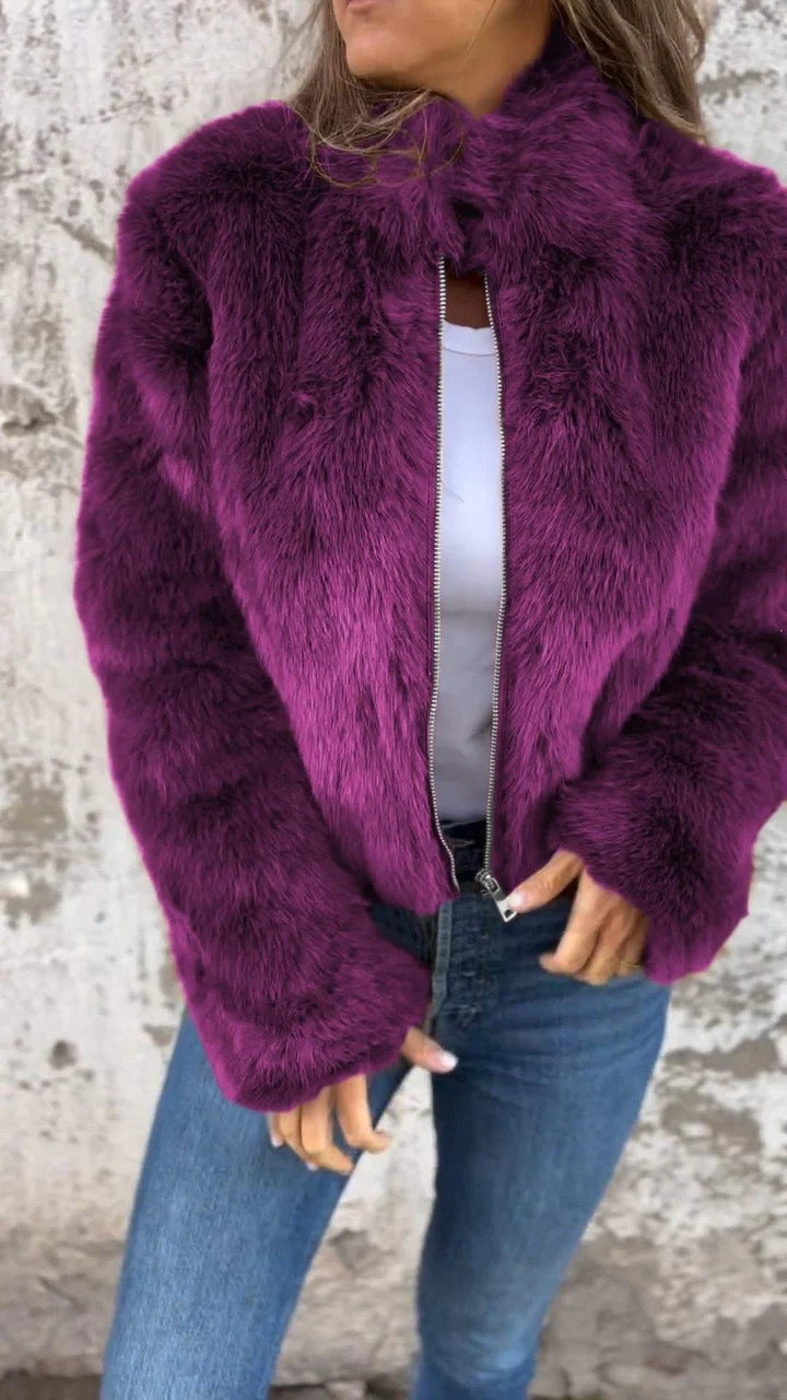 Fashion Stand Collar Plush Jacket Winter