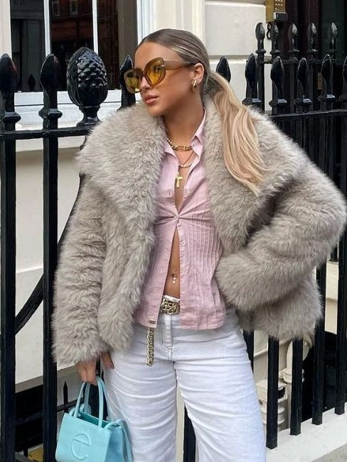 Winter Plush Coat Fashion Warm Thicken Fluffy