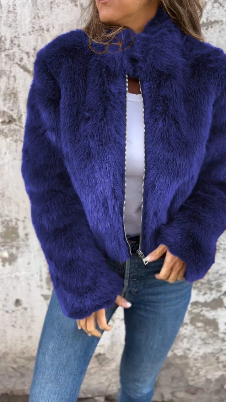 Fashion Stand Collar Plush Jacket Winter
