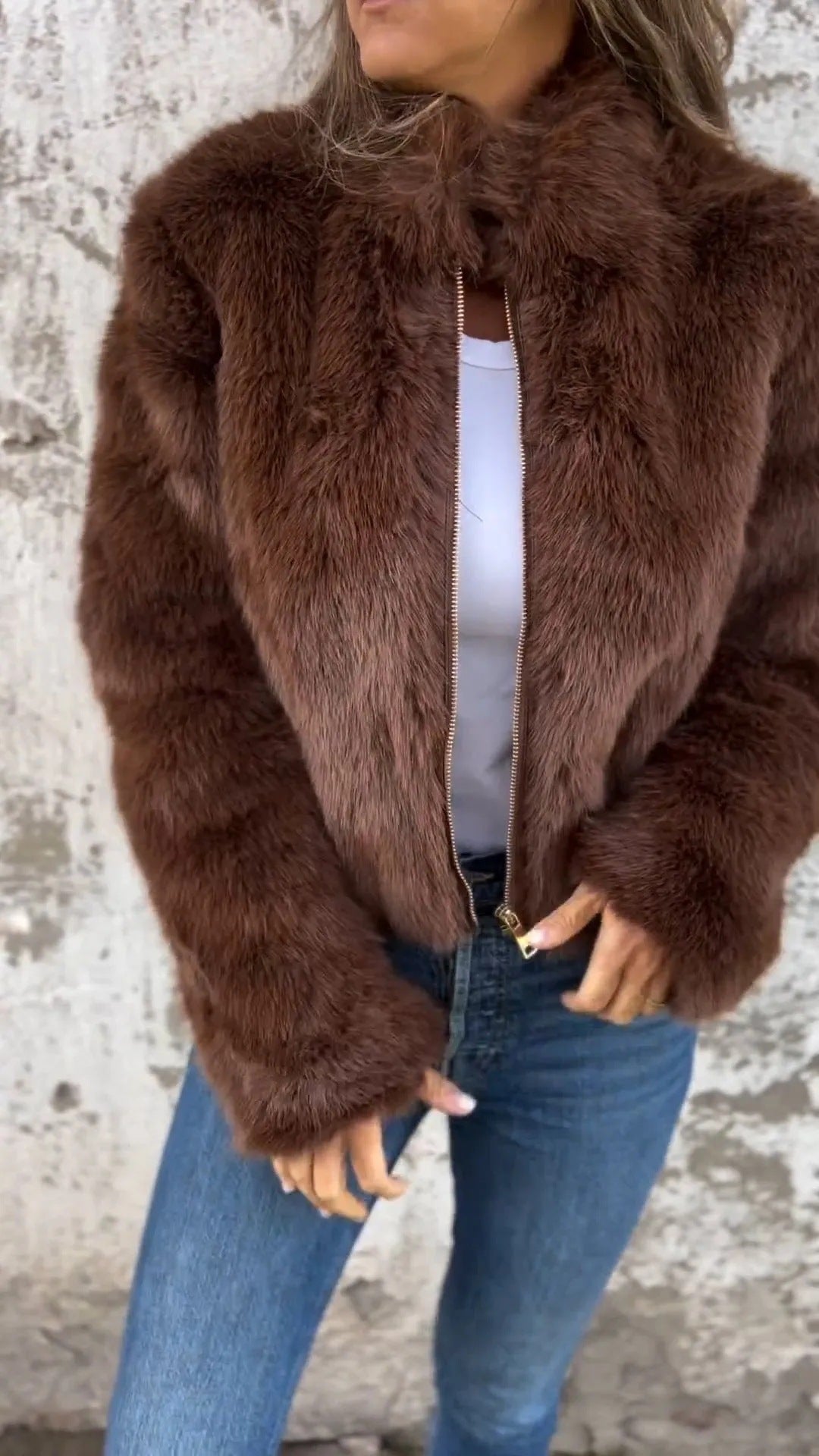 Fashion Stand Collar Plush Jacket Winter