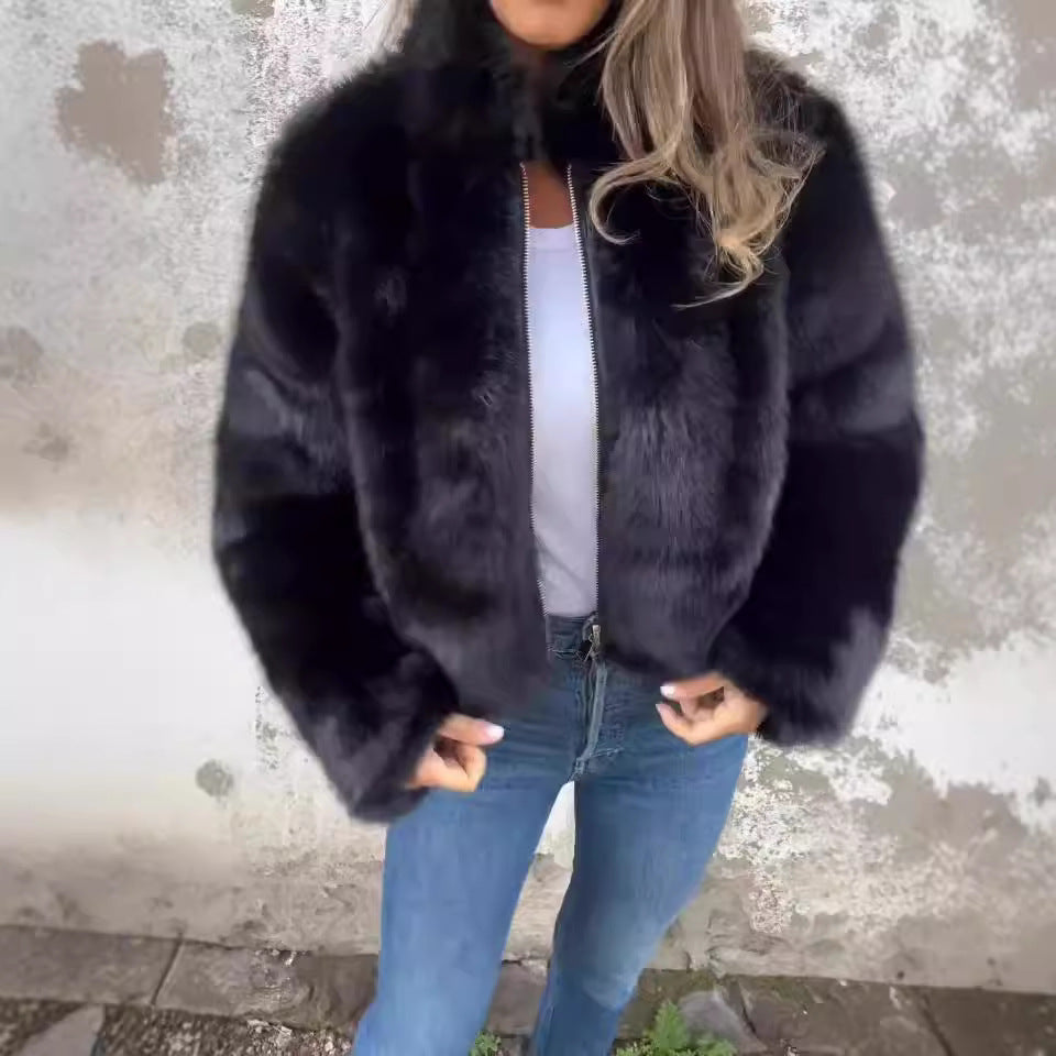 Fashion Stand Collar Plush Jacket Winter