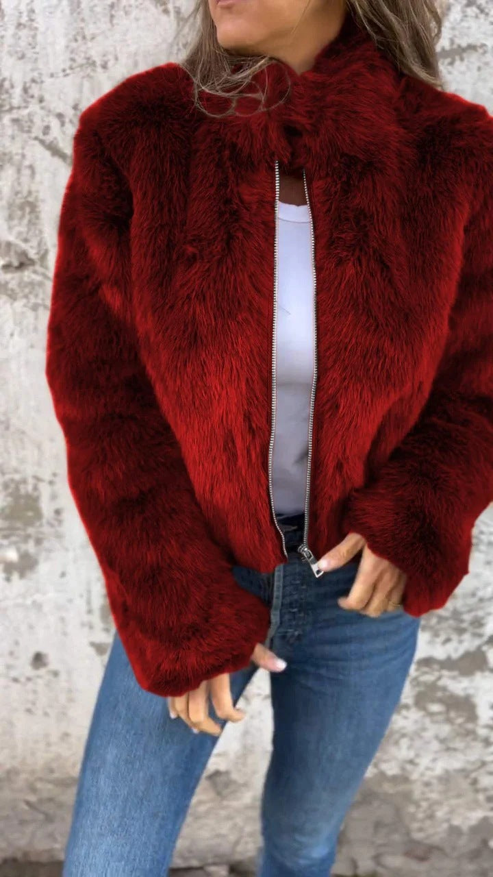 Fashion Stand Collar Plush Jacket Winter