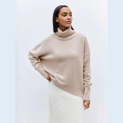 Soft And Comfortable High Polo Collar Solid Color Pullover