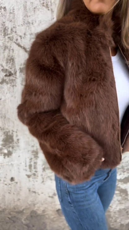 Fashion Stand Collar Plush Jacket Winter