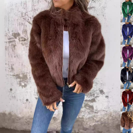 Fashion Stand Collar Plush Jacket Winter