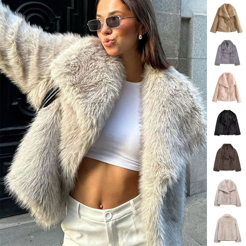 Winter Plush Coat Fashion Warm Thicken Fluffy