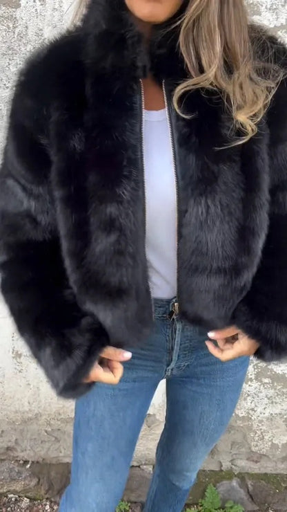 Fashion Stand Collar Plush Jacket Winter