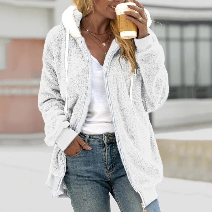 Women's Loose Plush Zipper