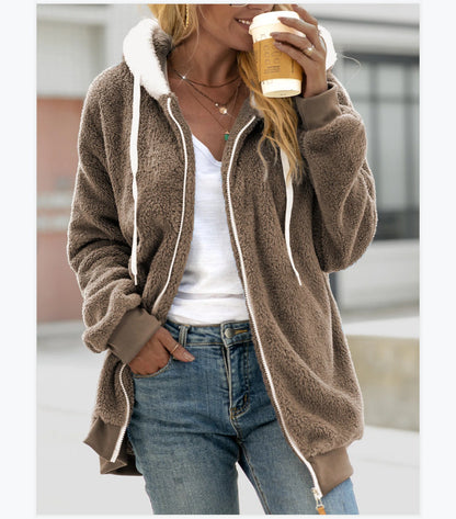 Women's Loose Plush Zipper