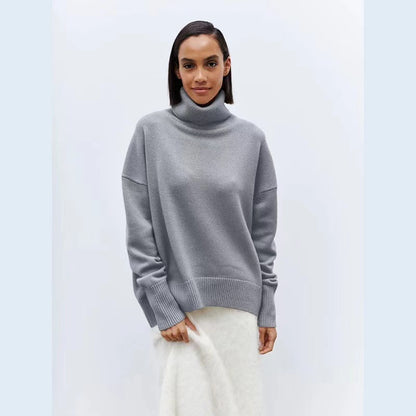 Soft And Comfortable High Polo Collar Solid Color Pullover