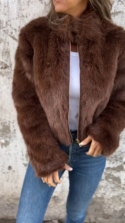Fashion Stand Collar Plush Jacket Winter
