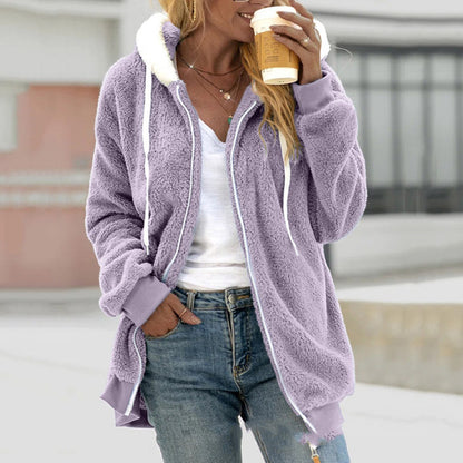 Women's Loose Plush Zipper