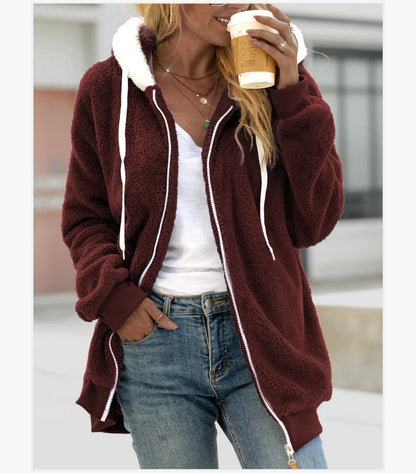 Women's Loose Plush Zipper