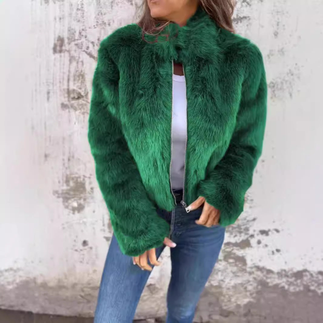 Fashion Stand Collar Plush Jacket Winter
