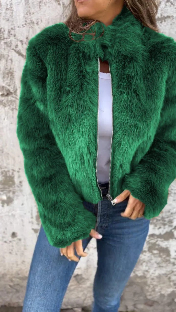 Fashion Stand Collar Plush Jacket Winter