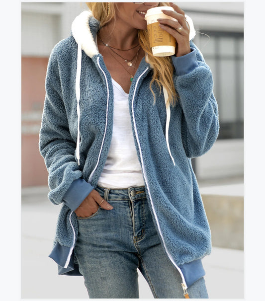 Women's Loose Plush Zipper