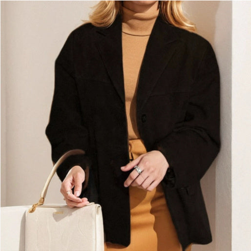 Women's Artistic Retro Fashion Brown Lapel Jacket With Pockets